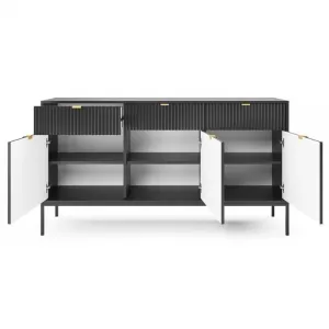 Piaski Komoda Nova 154 cm čierna/čierny rám