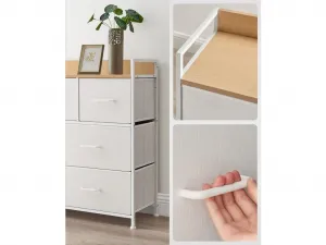 SONGMICS Komoda s látkovými zásuvkami Vasagle Busman dub bílý/bílá