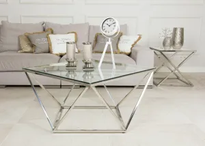 HowHomely Konferenční stolek Diamanta Silver stříbrný