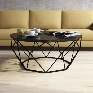 Hanah Home Konferenčný stolík Diamond 90 cm čierny mramor