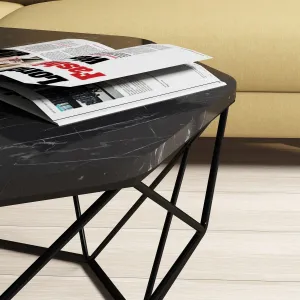 Hanah Home Konferenčný stolík Diamond 90 cm čierny mramor