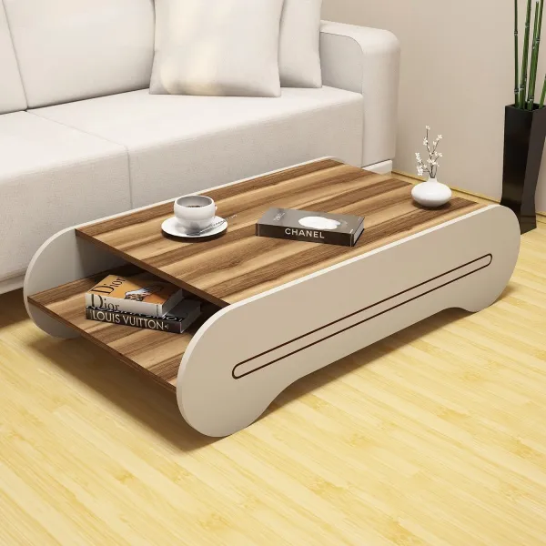 Konferenčný stolík Cool - Walnut, Cream
