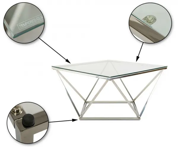 HowHomely Konferenční stolek Diamanta Silver stříbrný
