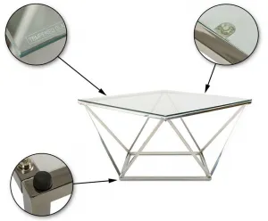 HowHomely Konferenční stolek Diamanta Silver stříbrný