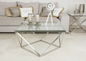 HowHomely Konferenční stolek Diamanta Silver stříbrný