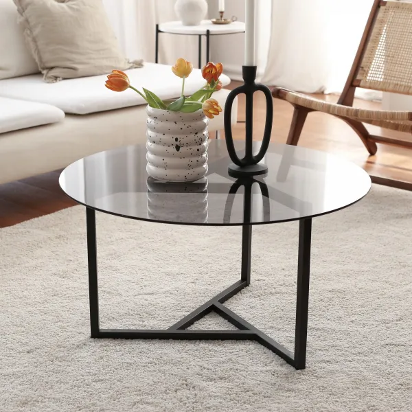 Hanah Home Konferenčný stolík Sloan 75 cm čierny