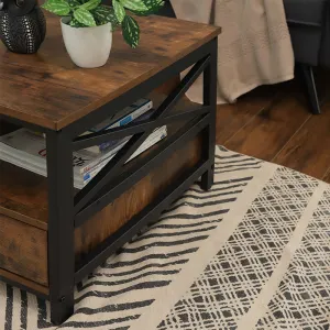 Konferenčný stolík Houseland Rustic hnedý/čierny