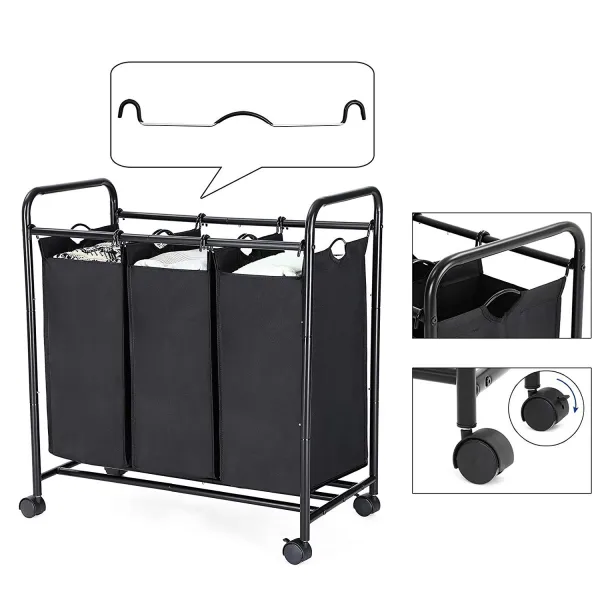 SONGMICS Kôš na bielizeň LEE 3x44 L čierny