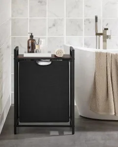 Kôš na bielizeň Houseland vajíčkový 65l hnedý/čierny