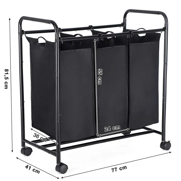 SONGMICS Kôš na bielizeň LEE 3x44 L čierny