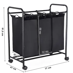 SONGMICS Kôš na bielizeň LEE 3x44 L čierny