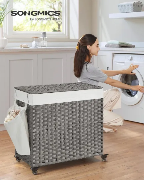 SONGMICS Kôš na bielizeň Laun 140 l sivý