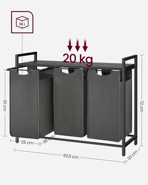 SONGMICS Koš na prádlo File 114 l šedý