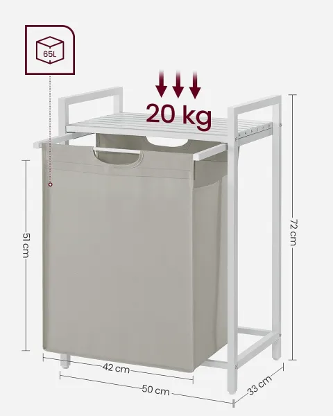 SONGMICS Koš na prádlo File 65L bílo-šedý
