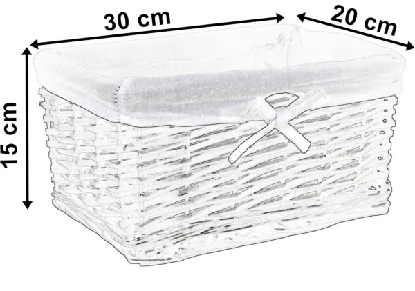 Prútený kôš 30x20x15 cm - biely a sivý