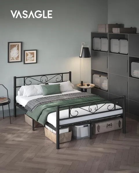 SONGMICS Kovový rám postele 140x190 cm Vasagle Dramatico černý