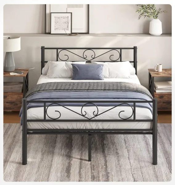 SONGMICS Kovový rám postele 140x190 cm Vasagle Dramatico černý