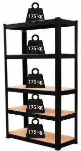 TP Living Regál Belt 180 cm čierny