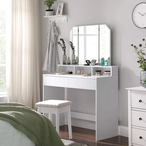 SONGMICS Kozmetický toaletný stolík Velisa 142 cm biely