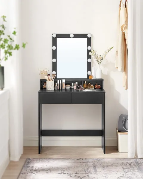 SONGMICS Kozmetický toaletný stolík Velisa 145 cm čierny