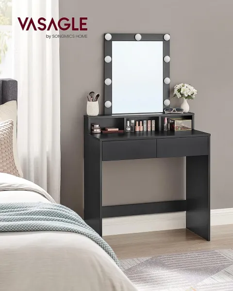 SONGMICS Kozmetický toaletný stolík Velisa 145 cm čierny