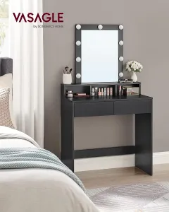 SONGMICS Kozmetický toaletný stolík Velisa 145 cm čierny