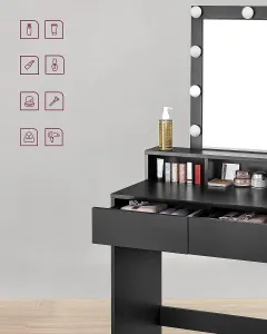 SONGMICS Kozmetický toaletný stolík Velisa 145 cm čierny