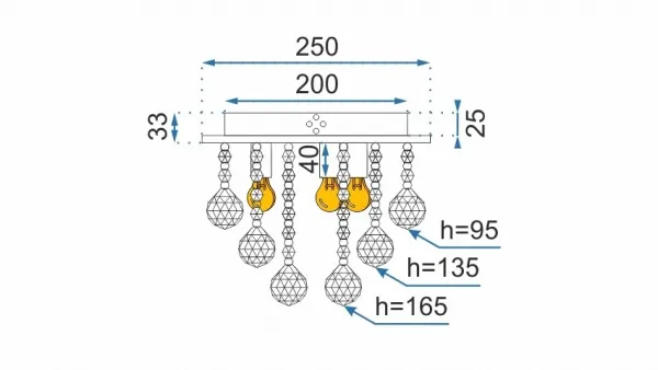 TooLight Krištáľové stropné svietidlo APP404-C strieborné