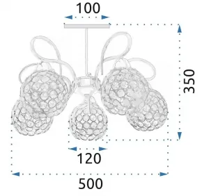 TooLight Krištáľové stropné svietidlo APP636-5C strieborné