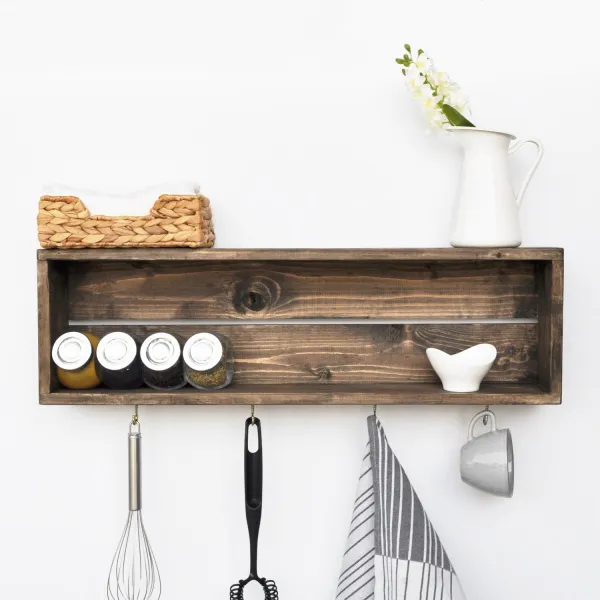 Kalune Design Kuchynská polica WOOD III 70 cm hnedá