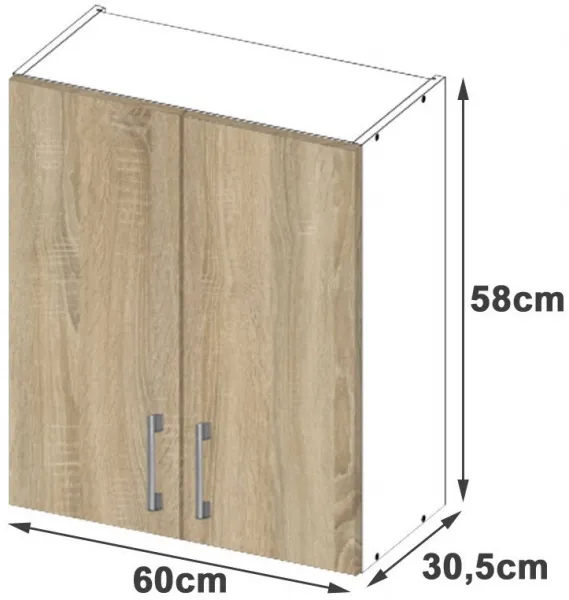 Ak furniture Kuchynská závesná skrinka Š 60 cm D2 Artus biela/sonoma