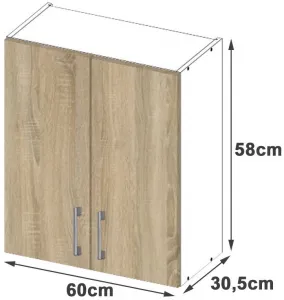 Ak furniture Kuchynská závesná skrinka Š 60 cm D2 Artus biela/sonoma