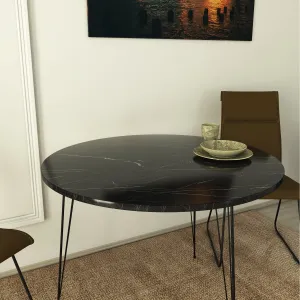 Hanah Home Kulatý jídelní stůl LADA mramor černý