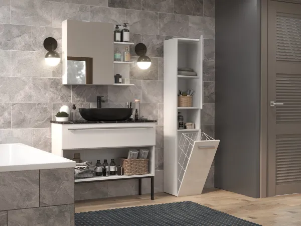 TP Living Koupelnová skříňka NEL III bílá lesk