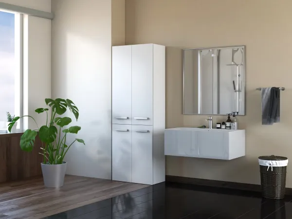 TP Living Koupelnová skříňka s košem na prádlo NEL I bílá mat
