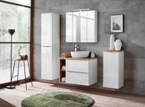 Comad Kúpeľňová skrinka nízka Capri 810 biely lesk/dub kraft zlatý