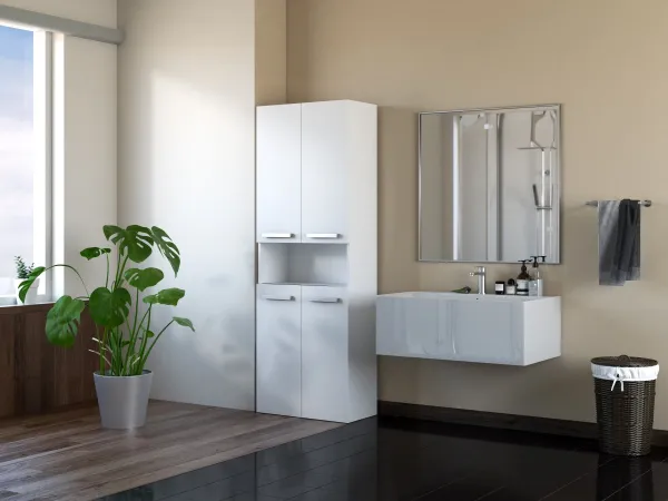 TP Living Koupelnová skříňka se 2 koši na prádlo NEL II bílá mat