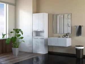TP Living Kúpeľňová skrinka s košom na bielizeň NEL II biela lesklá