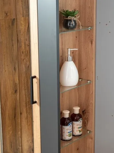 ArtCom Vysoká skrinka do kúpeľne MADERA Grey 803