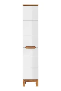 ArtCom Vysoká skrinka do kúpeľne s košom BALI White 804