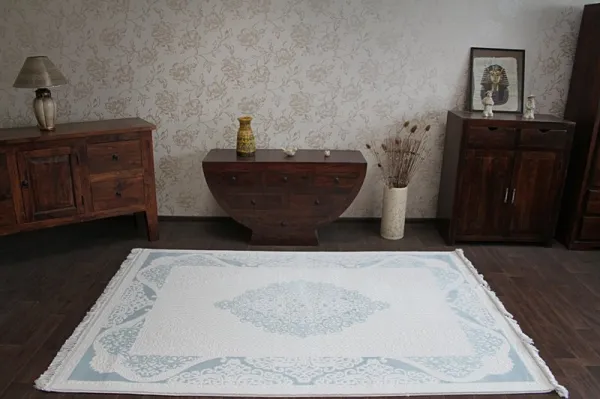 Dywany Lusczow Kusový koberec AKRYLOVÝ MIRADA 5416 modrý (Mavi) Fringe, veľkosť 80x300