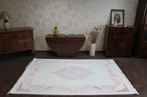 Dywany Lusczow Kusový koberec AKRYLOVÝ MIRADA 5416 púdrový Fringe, veľkosť 80x300