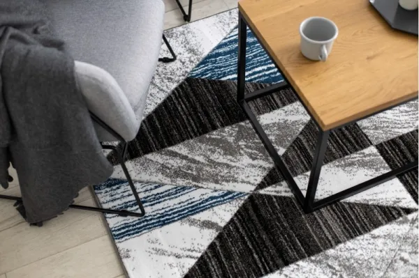 Dywany Lusczow Kusový koberec ALTER Nano trojuholníky modrý, veľkosť 180x270