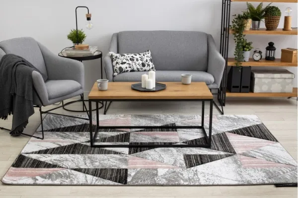 Dywany Lusczow Kusový koberec ALTER Nano trojuholníky ružový, veľkosť 80x150