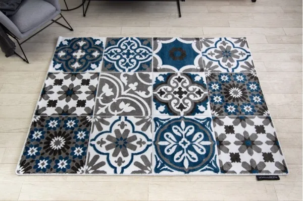 Dywany Lusczow Kusový koberec ALTER Porto kvety modrý, veľkosť 80x150