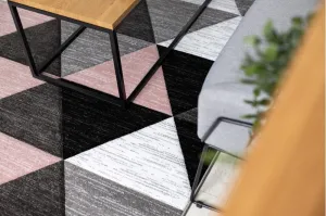 Dywany Lusczow Kusový koberec ALTER Rino trojuholníky ružový, veľkosť 280x370