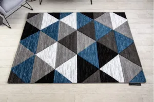 Dywany Lusczow Kusový koberec ALTER Rino trojuholníky modrý, veľkosť 200x290