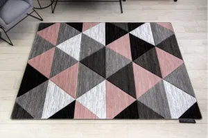 Dywany Lusczow Kusový koberec ALTER Rino trojuholníky ružový, veľkosť 280x370