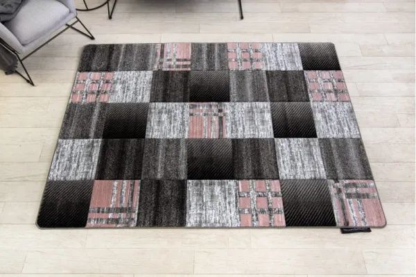 Dywany Lusczow Kusový koberec ALTER Siena štvorce mriežka sivý, veľkosť 80x150