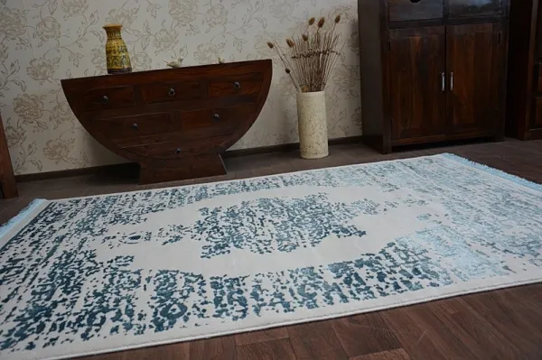 Dywany Lusczow Kusový koberec MANYAS Fegy sivo-modrý, veľkosť 80x300